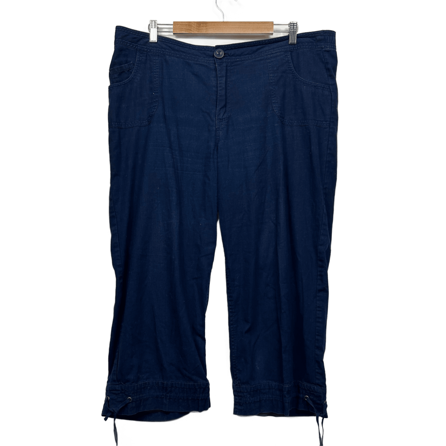 Katies Blue Cropped Capri Pants Size 16 XL Cotton Blend Pockets
