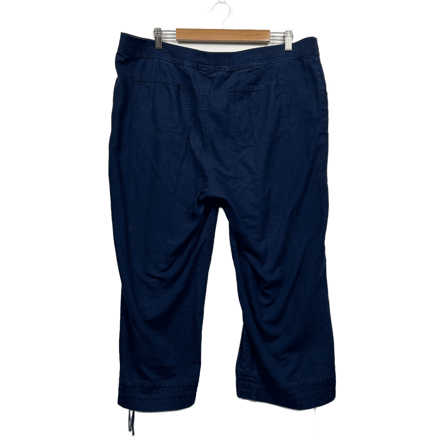 Katies Blue Cropped Capri Pants Size 16 XL Cotton Blend Pockets