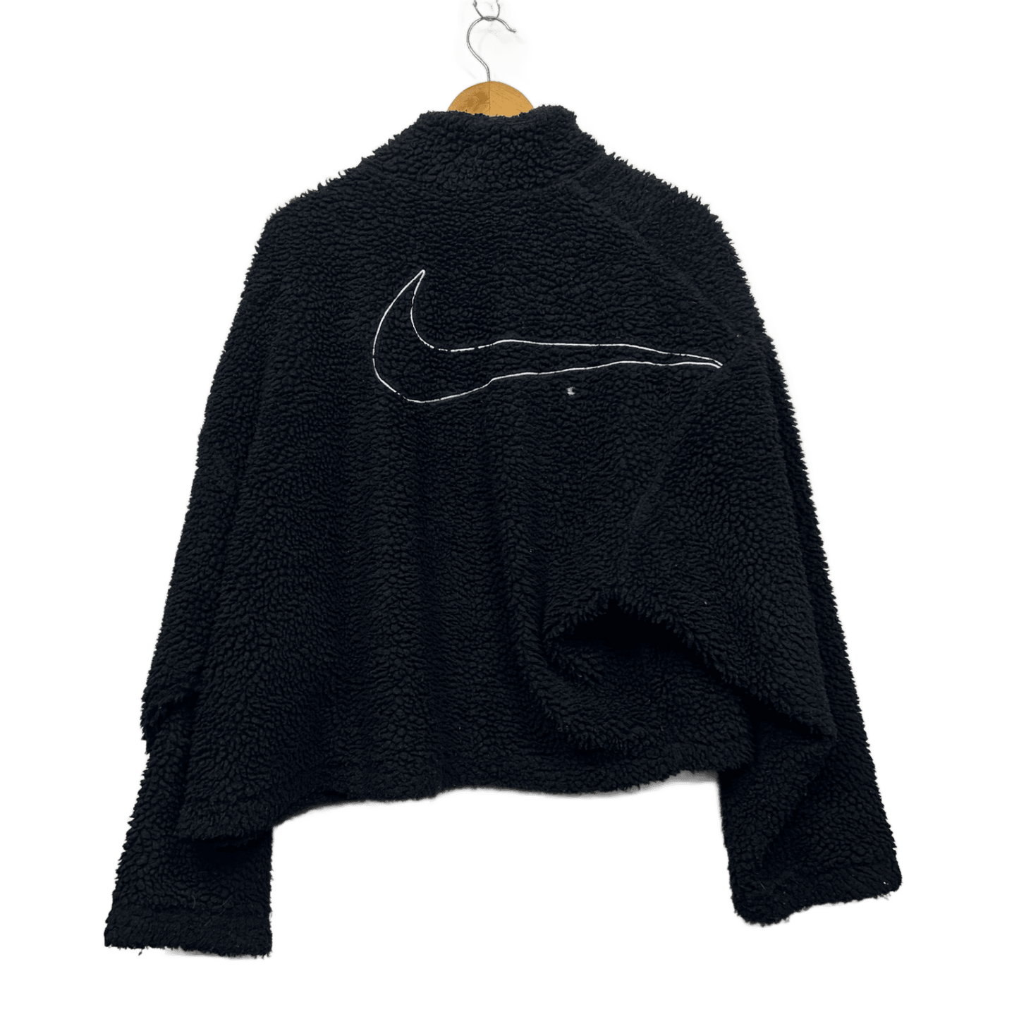 Nike XL Black Teddy Jacket Sherpa Fleece Zip Up Swoosh Streetwear Athleisure