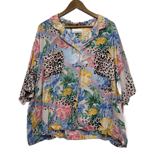 Peter Alexander Women’s Size 1+ (16-18) Floral Pyjama Top Button Up Sleepwear PJ