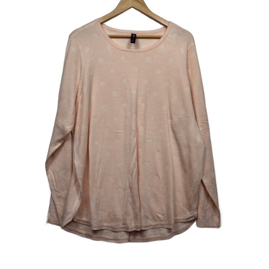 Edited Top Jumper Size 20 Peach Long Sleeved Lightweight Knit Polka Dots
