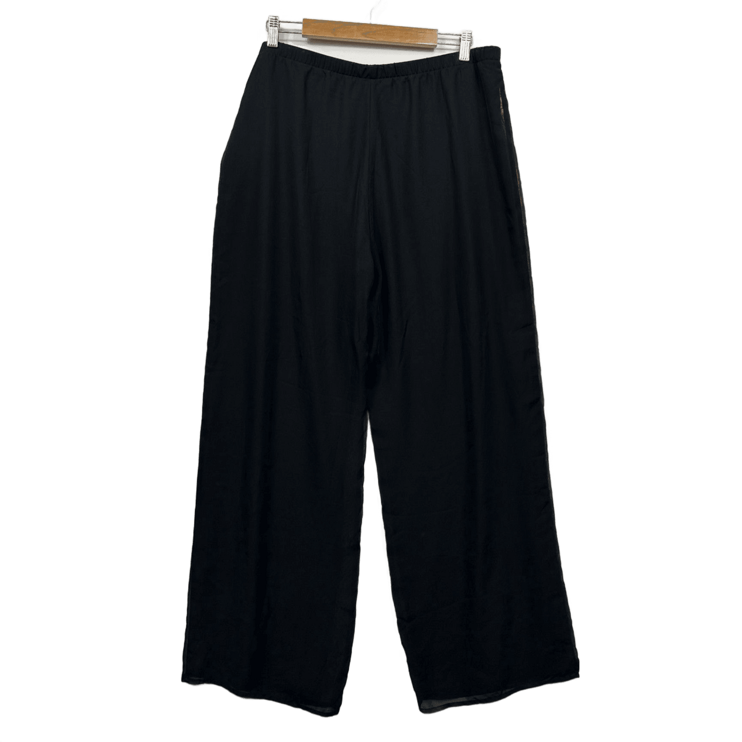 Liz Jordan Black Wide Leg Sheer Overlay Pants Trousers Size XL Evening