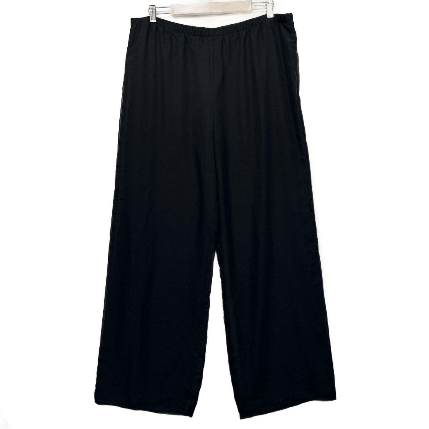 Liz Jordan Black Wide Leg Sheer Overlay Pants Trousers Size XL Evening