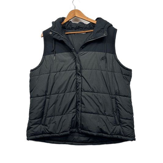 CAPE Grey Black Puffer Vest Hooded Sleeveless Outdoor Pockets Size 20 Plus