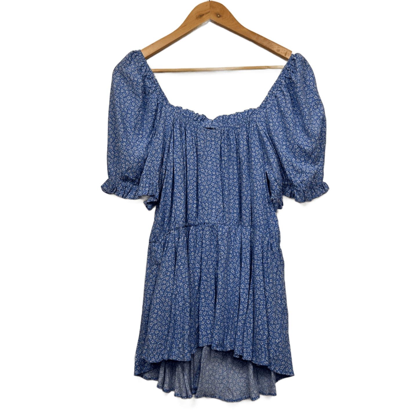 City Chic CCX Blue Floral Peplum Short Sleeve Size 14 XS Viscose