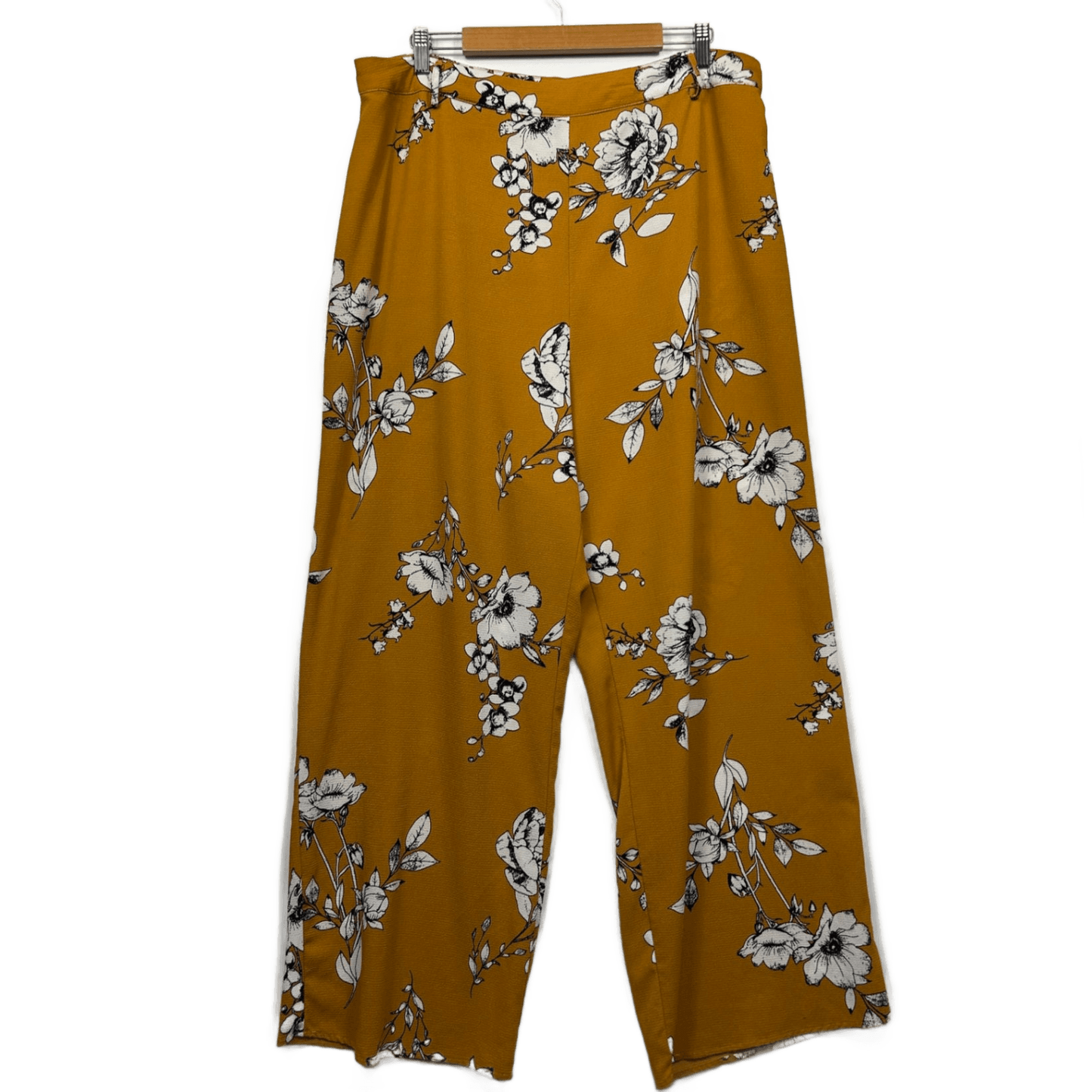 City Chic Mustard Yellow Wide Leg Palazzo Trousers Pants Side Zip Size 16