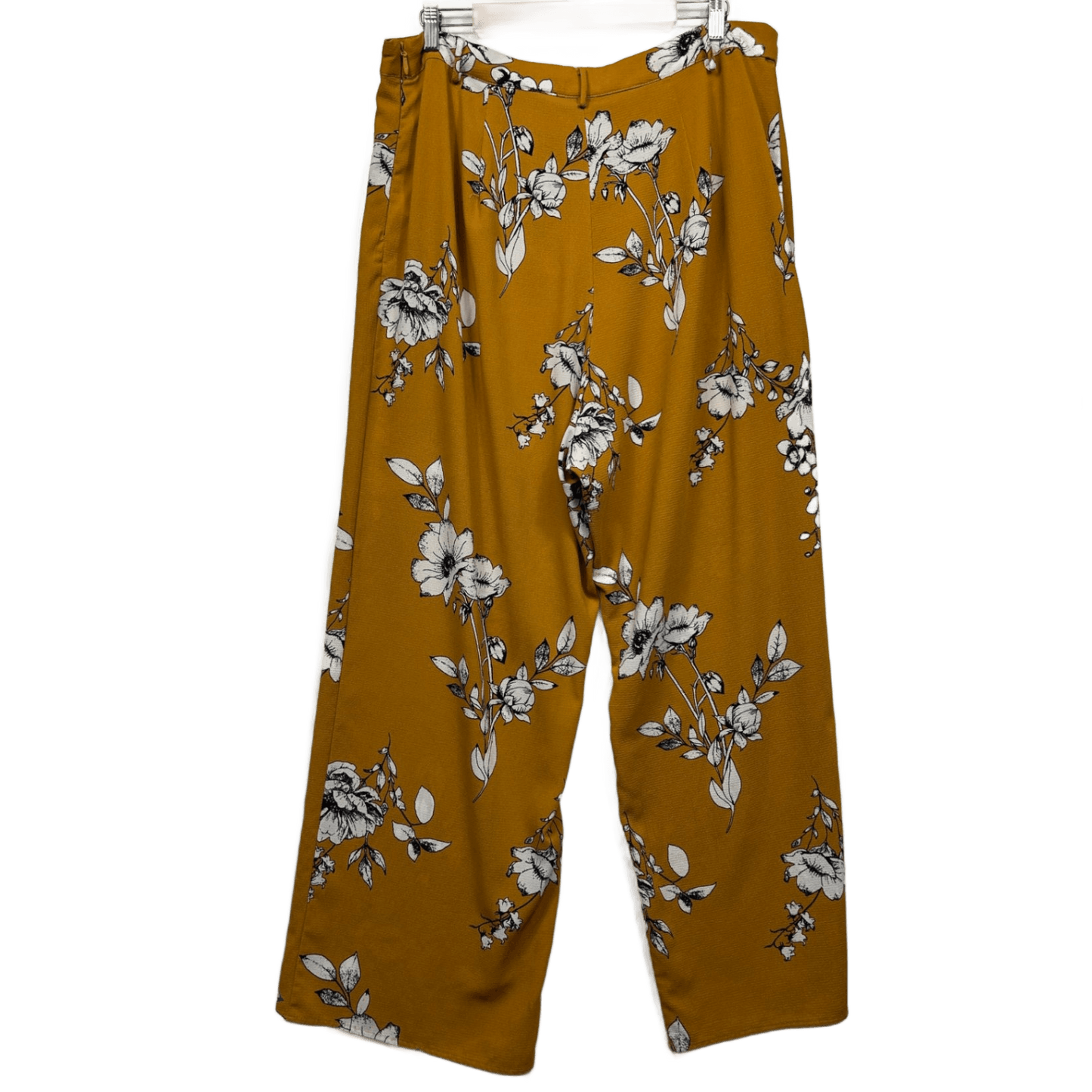 City Chic Mustard Yellow Wide Leg Palazzo Trousers Pants Side Zip Size 16