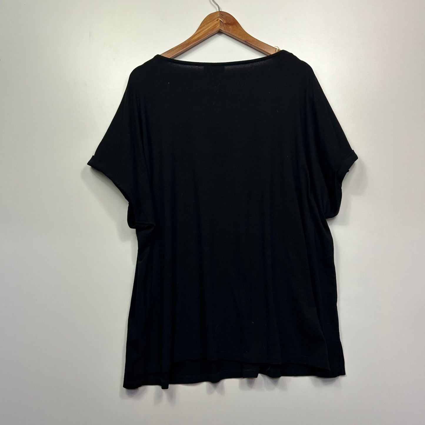 Autograph Tunic Top Size 24 Plus Black Short Sleeve Sequins Beaded