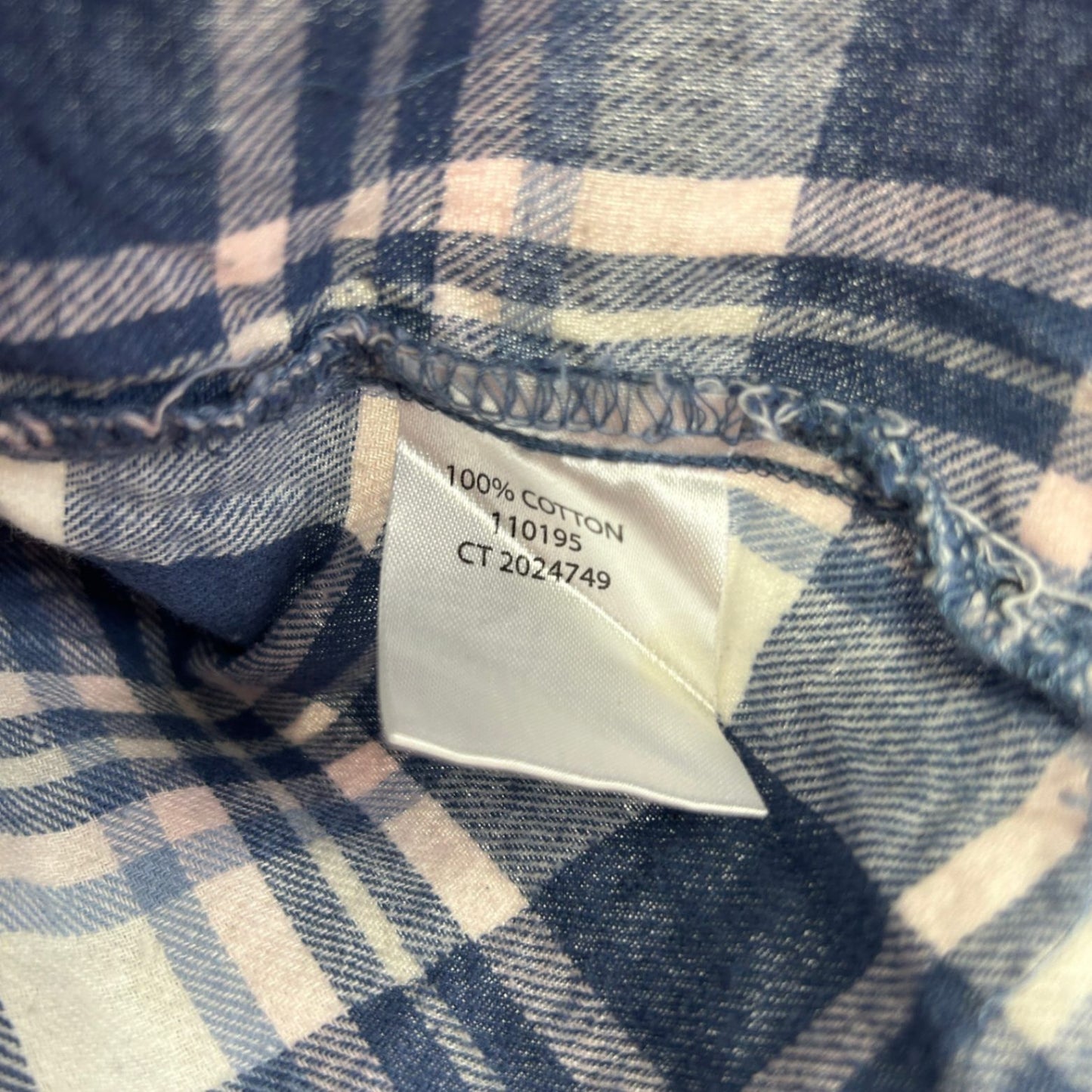 Rivers Blue White Check Cotton Long Sleeve Button Up Top Flannel Shirt Size 22