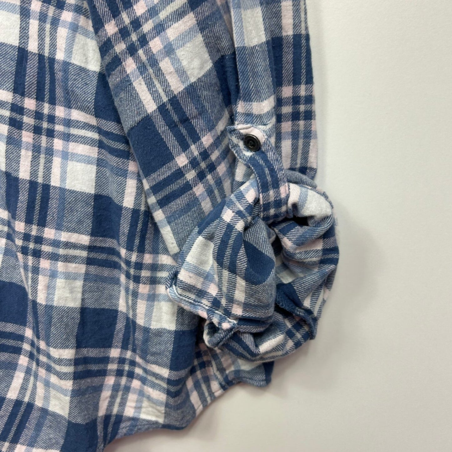 Rivers Blue White Check Cotton Long Sleeve Button Up Top Flannel Shirt Size 22