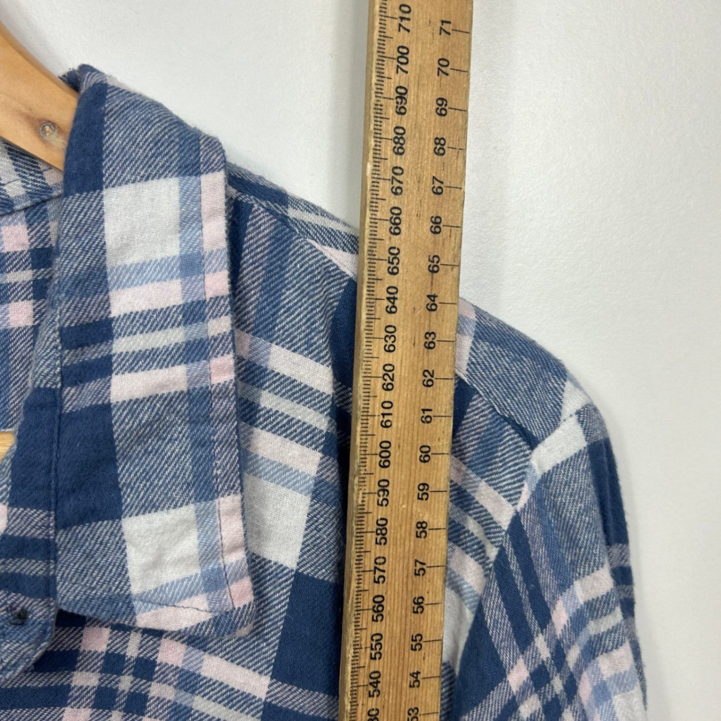 Rivers Blue White Check Cotton Long Sleeve Button Up Top Flannel Shirt Size 22