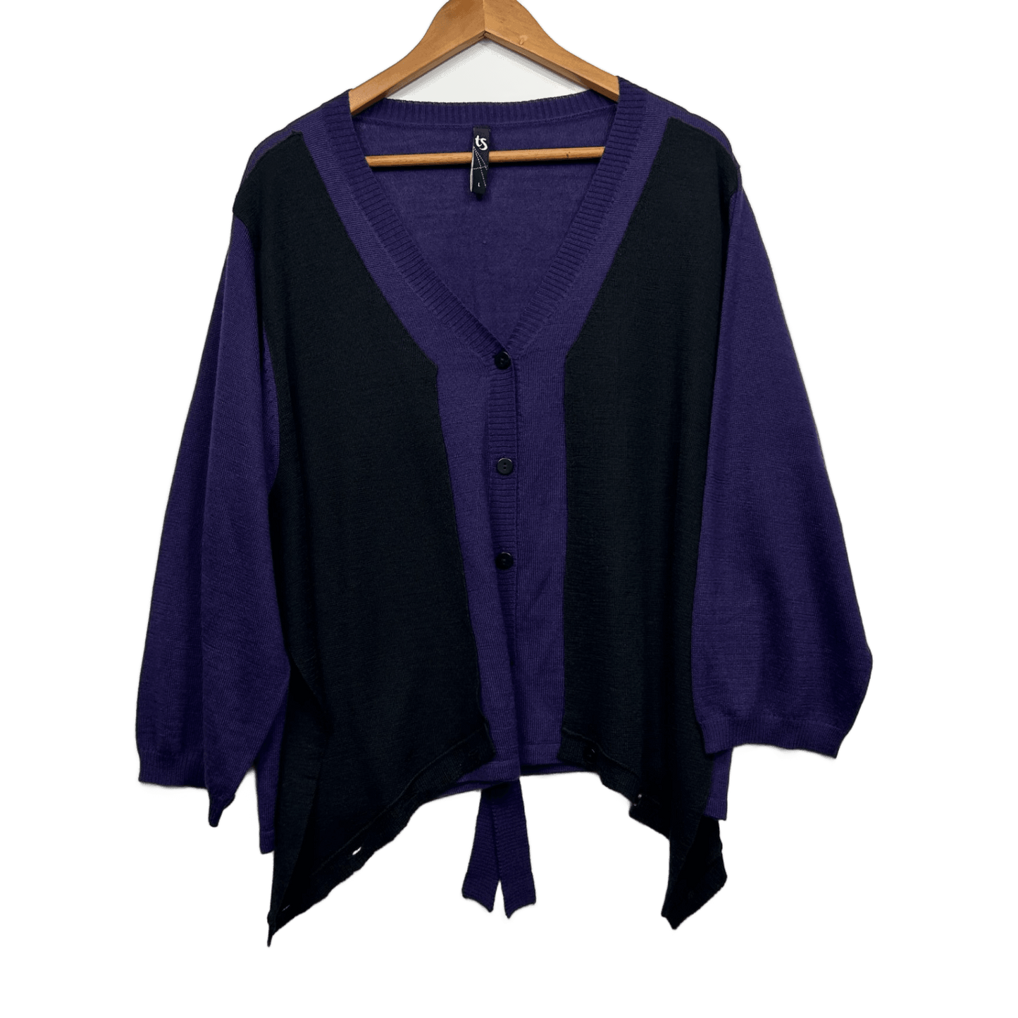 Taking Shape Purple Black Wool Blend Button Front Knit Top Cardigan Size 20 Plus