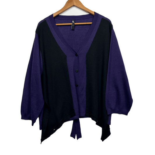 Taking Shape Purple Black Wool Blend Button Front Knit Top Cardigan Size 20 Plus