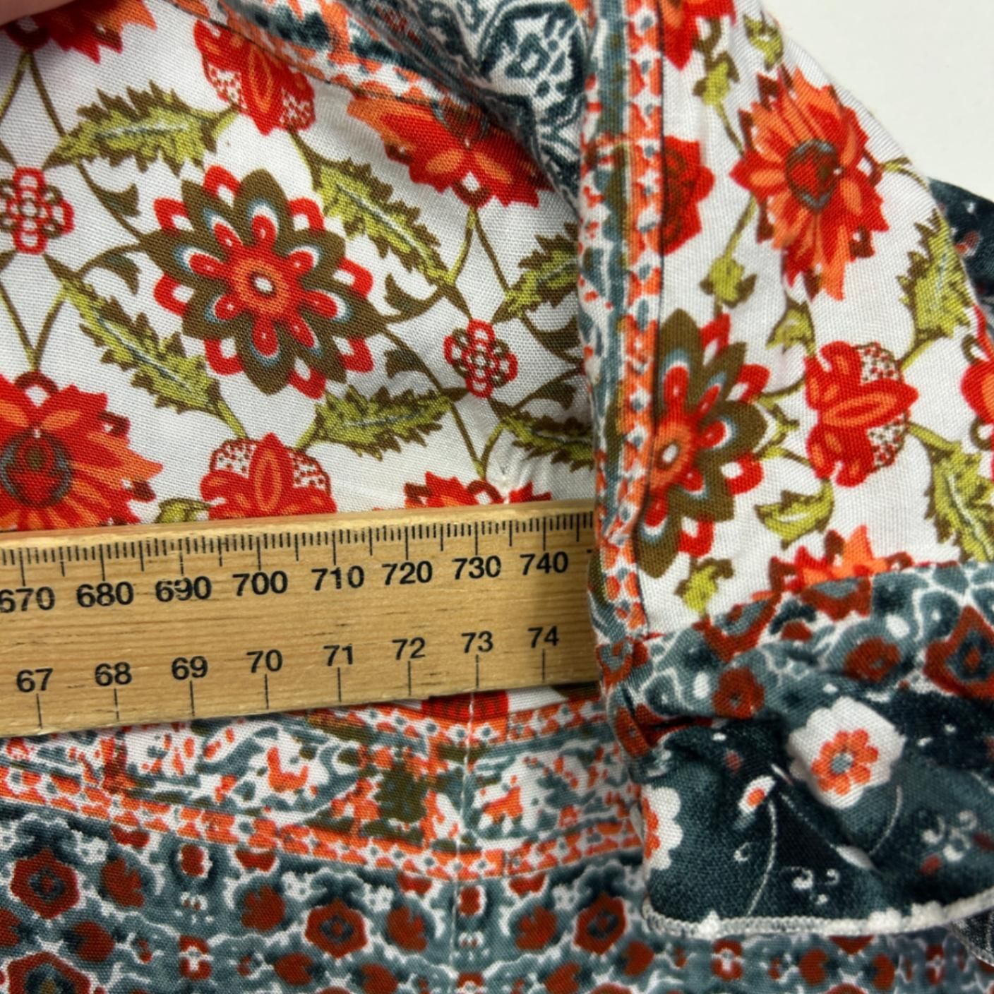 Boho Kaftan Top One Size Plus Short Sleeve Multicoloured Floral