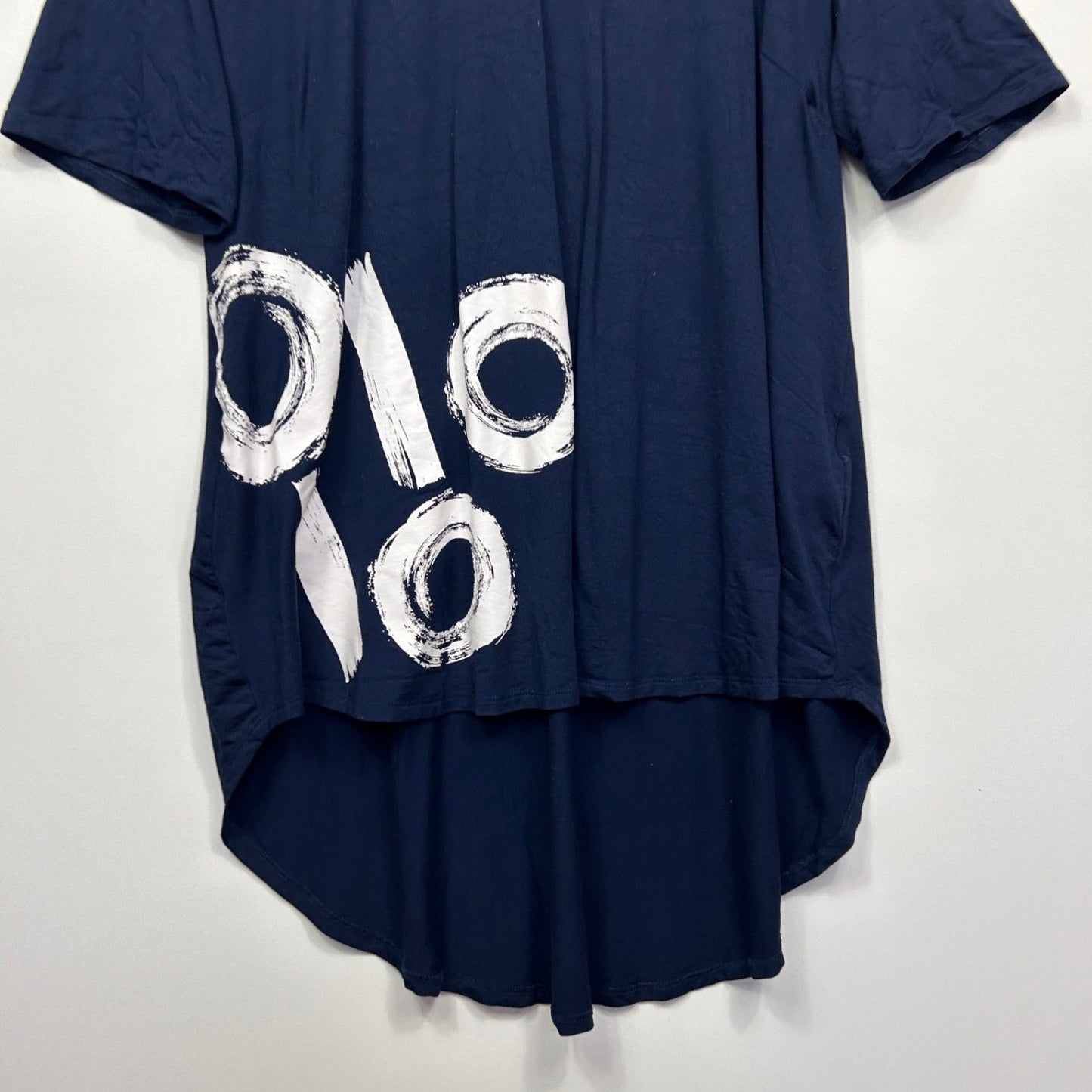 Taking Shape Blue Bamboo Blend Short Sleeve V-Neck High-Low Top Size 16 Plus