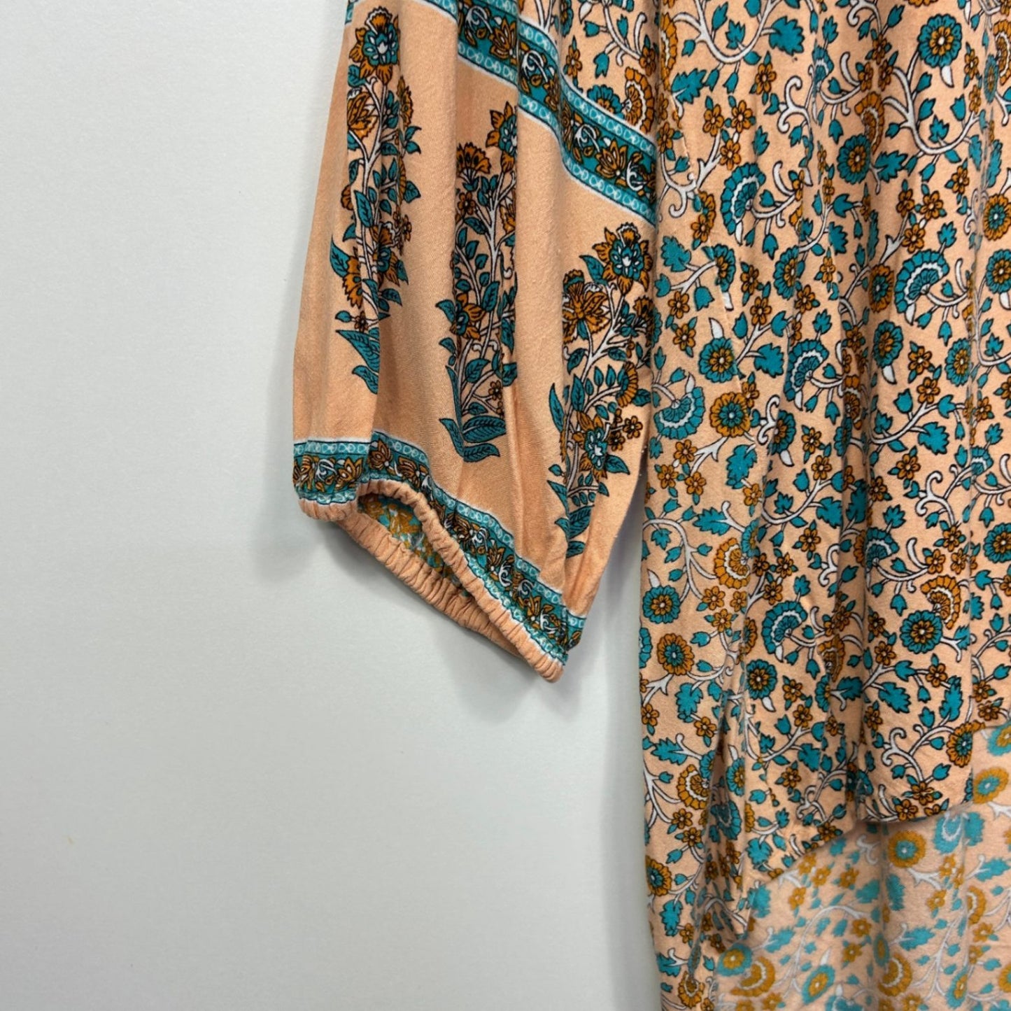 Adrift Boho Top Size 16 XL Long Sleeve Floral Multicoloured Rayon
