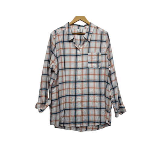 Rivers Pink Blue White Check Cotton Long Sleeve Button Up Top Shirt Size 22