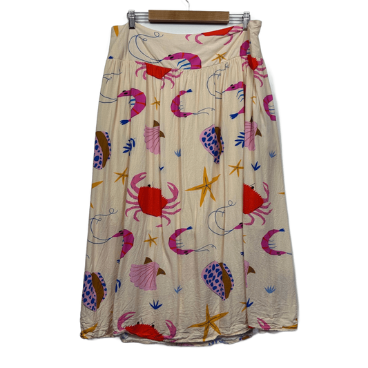 Proud Poppy Cheshire Bamboo Blend Skirt in Crabby Patty Print Size 18 Midi Length