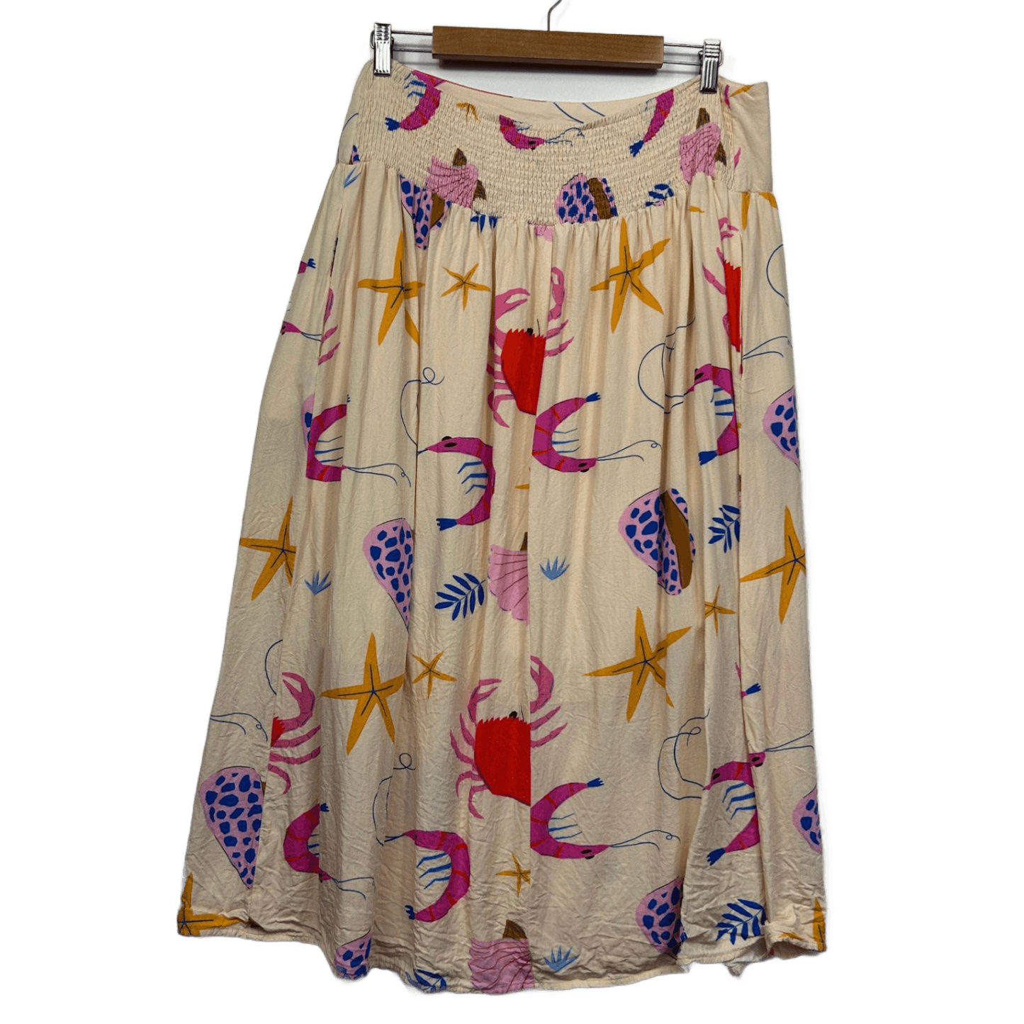 Proud Poppy Cheshire Bamboo Blend Skirt in Crabby Patty Print Size 18 Midi Length