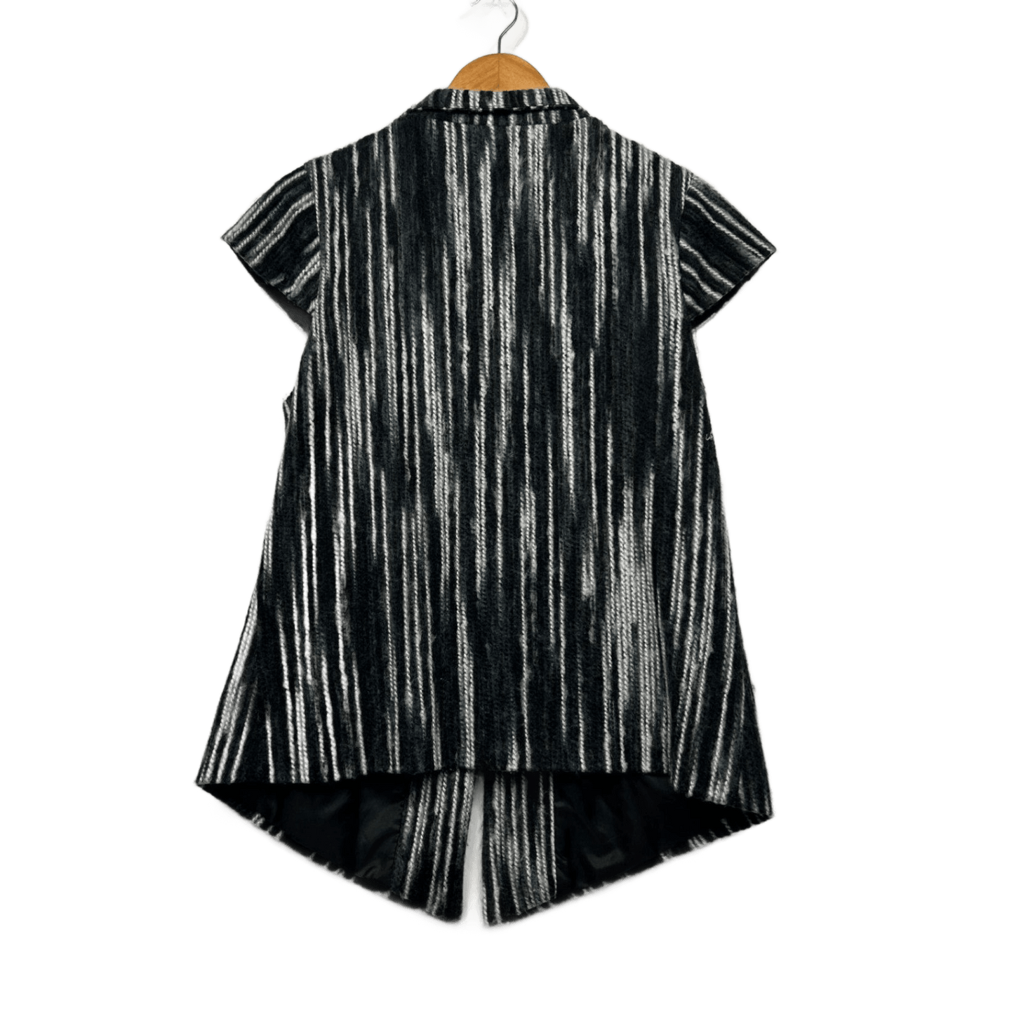 Yarra Trail Black White Striped Top Short Cap Sleeve Textured Size Large