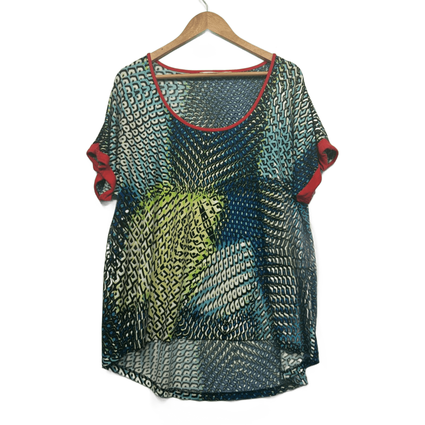 Virtuelle Short Sleeve Tunic Top Size 16 Small Plus Multicoloured