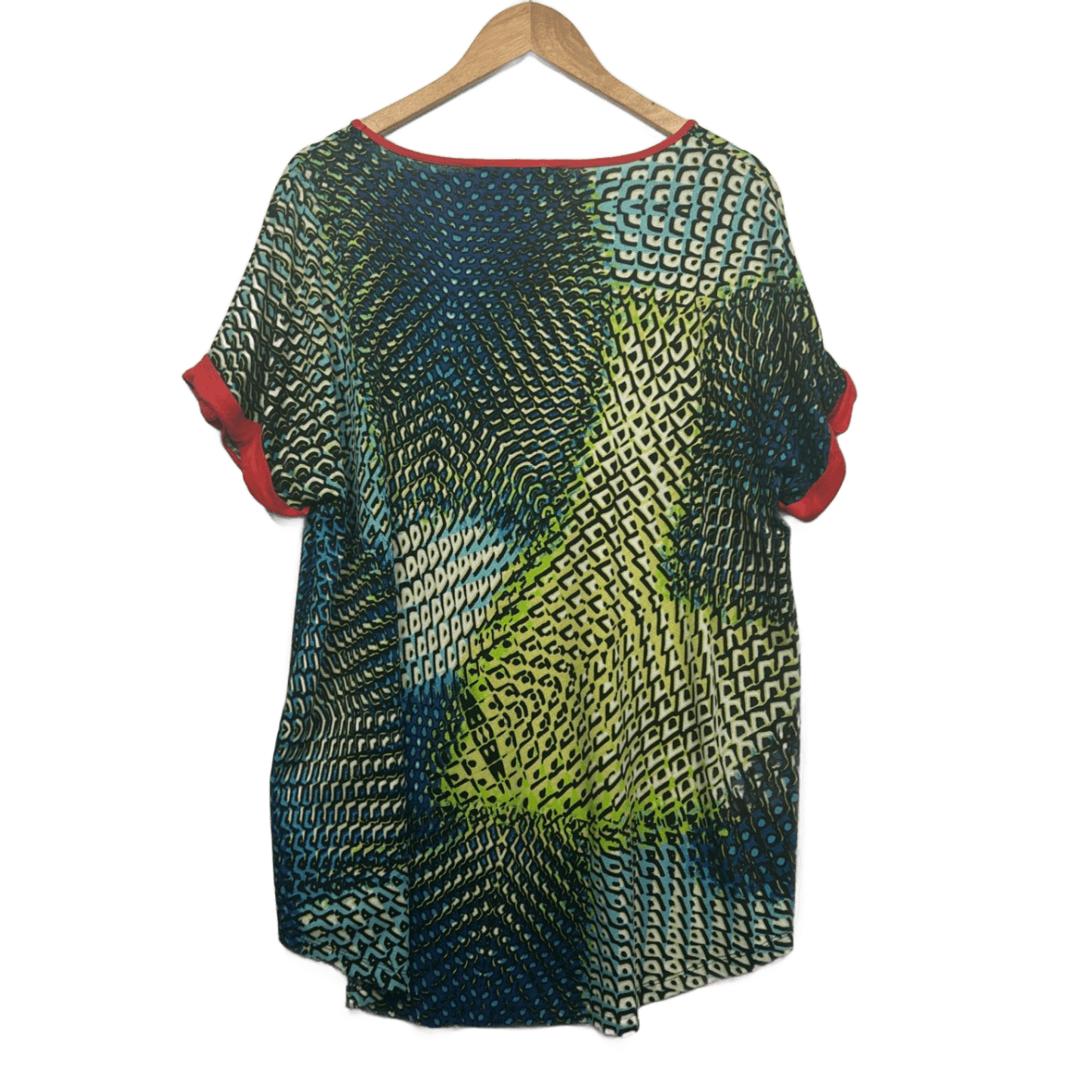 Virtuelle Short Sleeve Tunic Top Size 16 Small Plus Multicoloured
