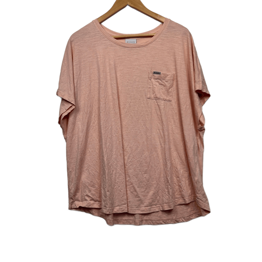 Columbia Short Sleeve Top Size 18 3XL Peach Activewear Hiking Outdoor Travel