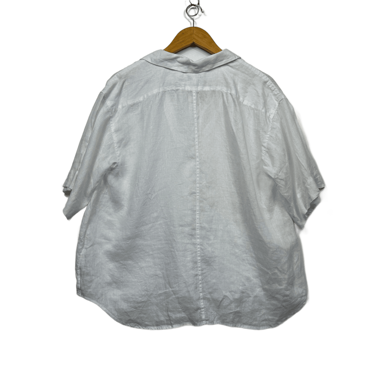 Target Linen Top Shirt Size 12 White Short Sleeve Collared