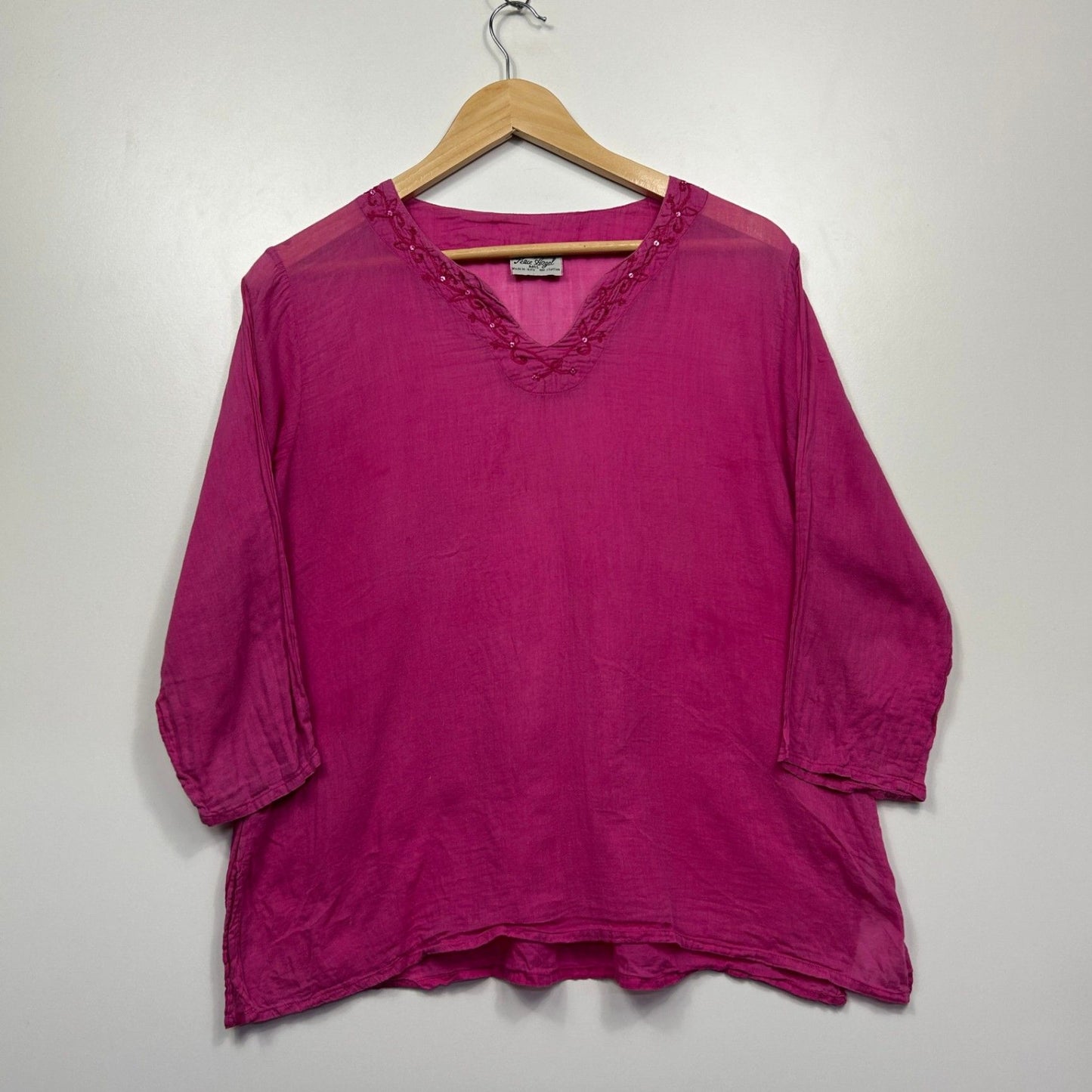 Tree of Life Pink Boho Top Size 16 18 Long Sleeve Rayon Lightweight