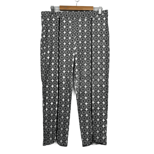 Noni B Women's Black White Pull On Geometric Patterned Trousers Pants Size 14 Viscose
