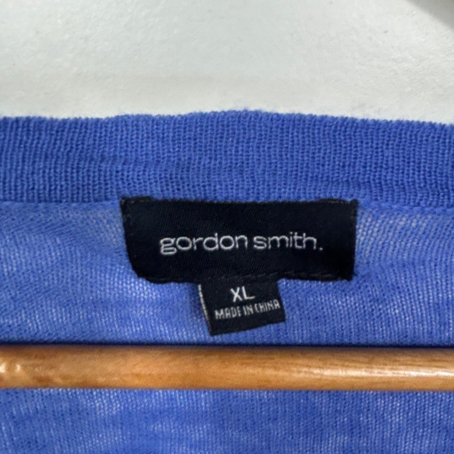 Gordon Smith Knit Linen Blend Top Size 16 XL Blue/Purple White Striped Long Sleeve