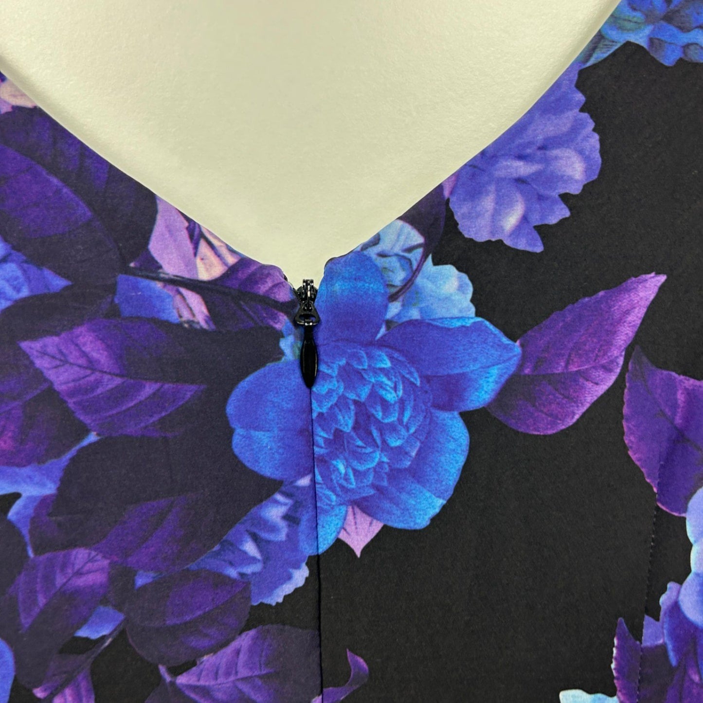 City Chic Fit & Flare Dress Size 16 Sleeveless Purple Black Floral Cocktail