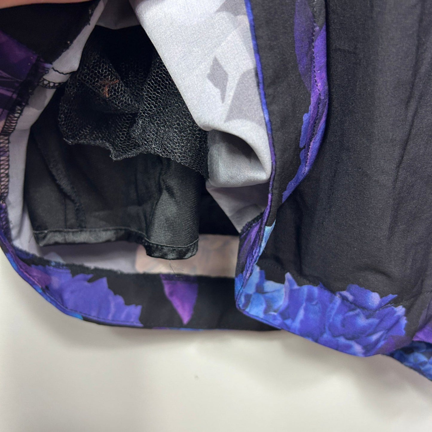 City Chic Fit & Flare Dress Size 16 Sleeveless Purple Black Floral Cocktail