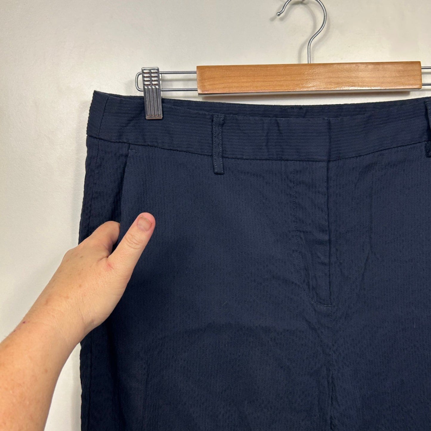 Sportscraft European Fabric Navy Tapered Trousers Pants Pockets Cotton Size 14