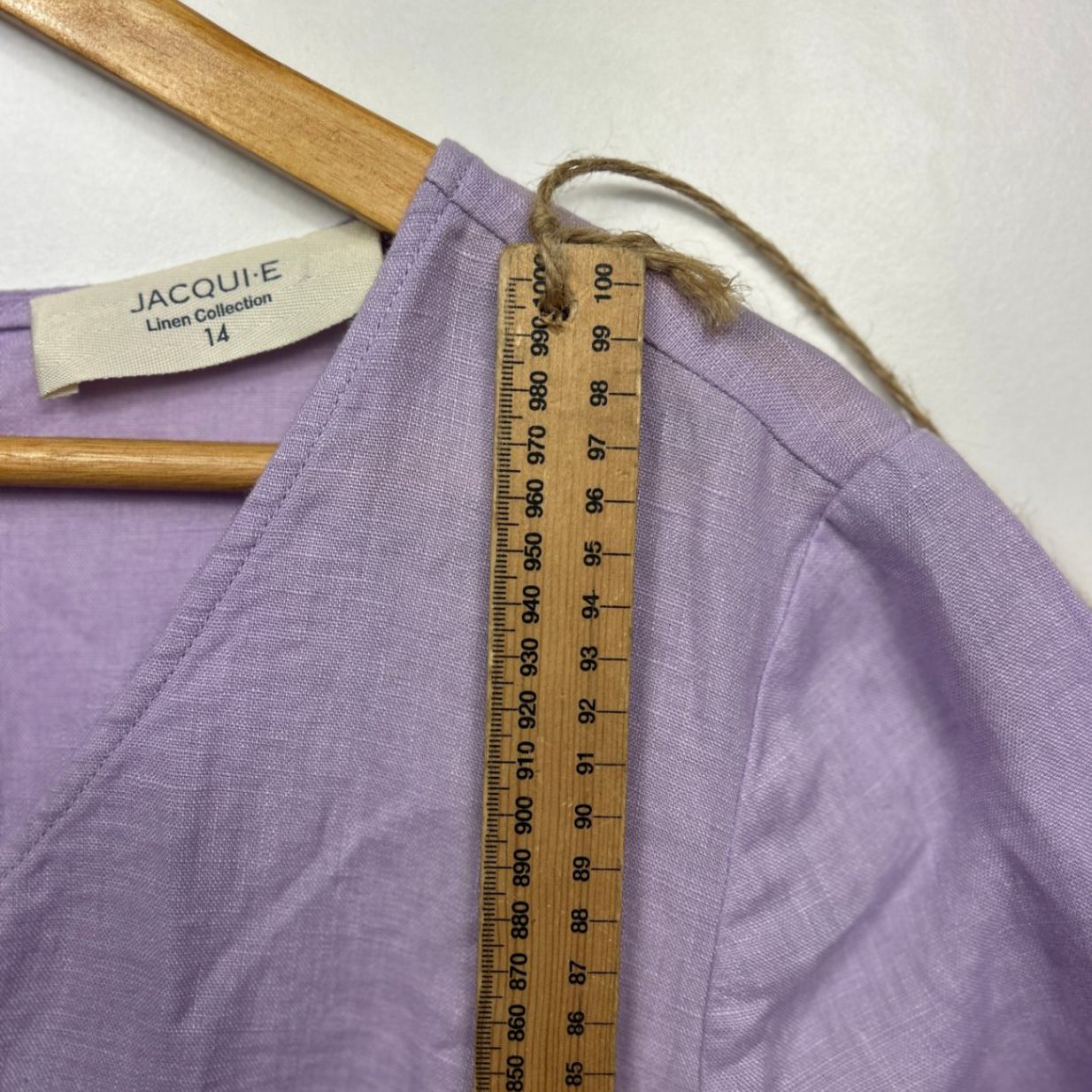 Jacqui E Midi Linen Dress Size 14 Lavender Short Sleeve Button Up