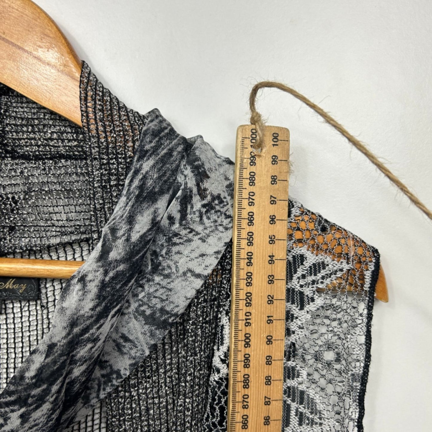 Jenny May Waterfall Vest Duster Jacket Size 14 Large Mesh Lace Sleeveless Knit