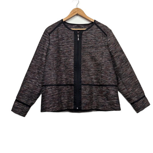 Black Pepper Blazer Jacket Size 20 Long Sleeve Textured Full Zip Up Cocktail
