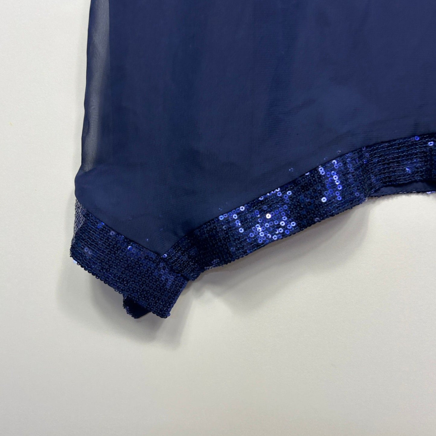 New W Lane Navy Blue Round Neck Sequin Trim Sleeveless Top Blouse Size 16