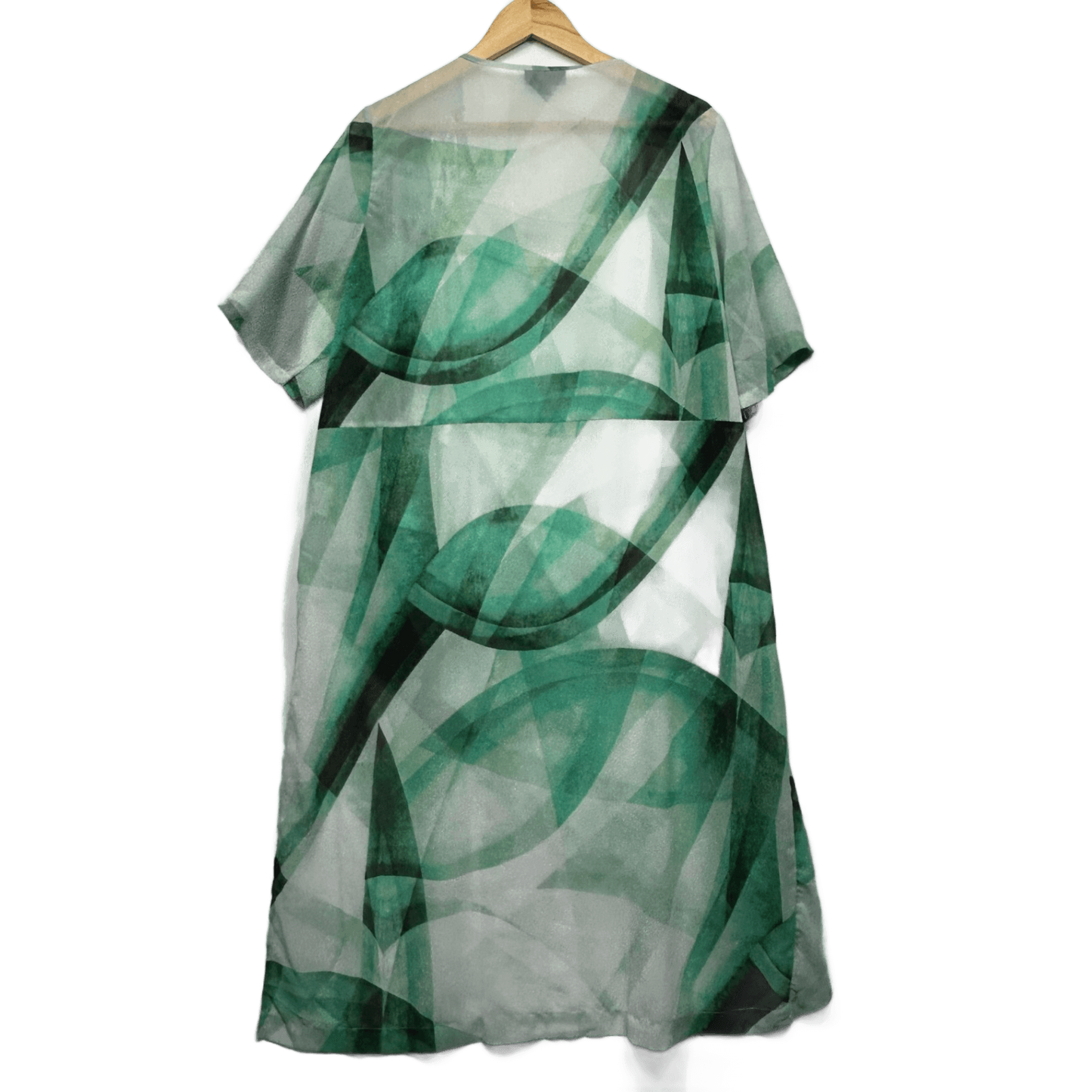 Autograph Sheer Top Layer Dress Size 14 Short Sleeve Green