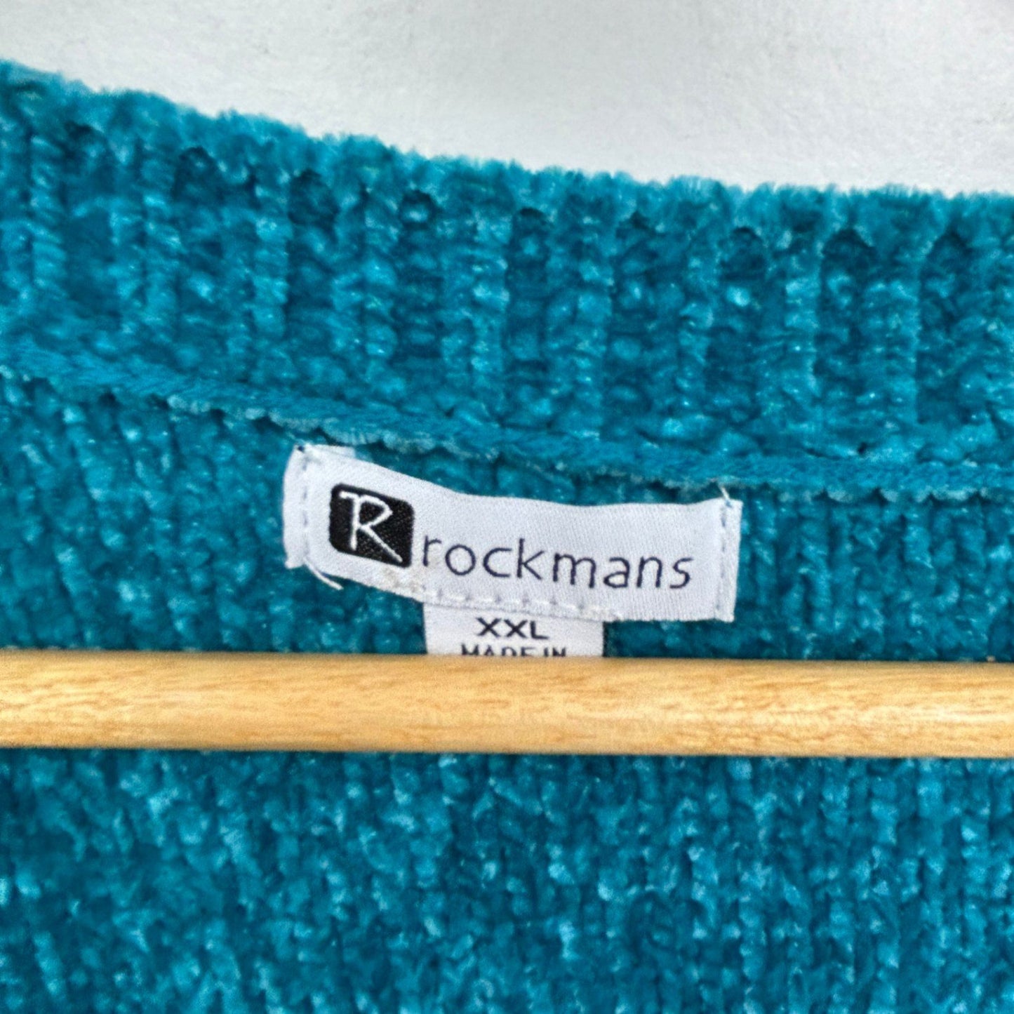 Rockmans Chenille Cable Knit Jumper Size 16 18 Teal Soft Cozy Sweater