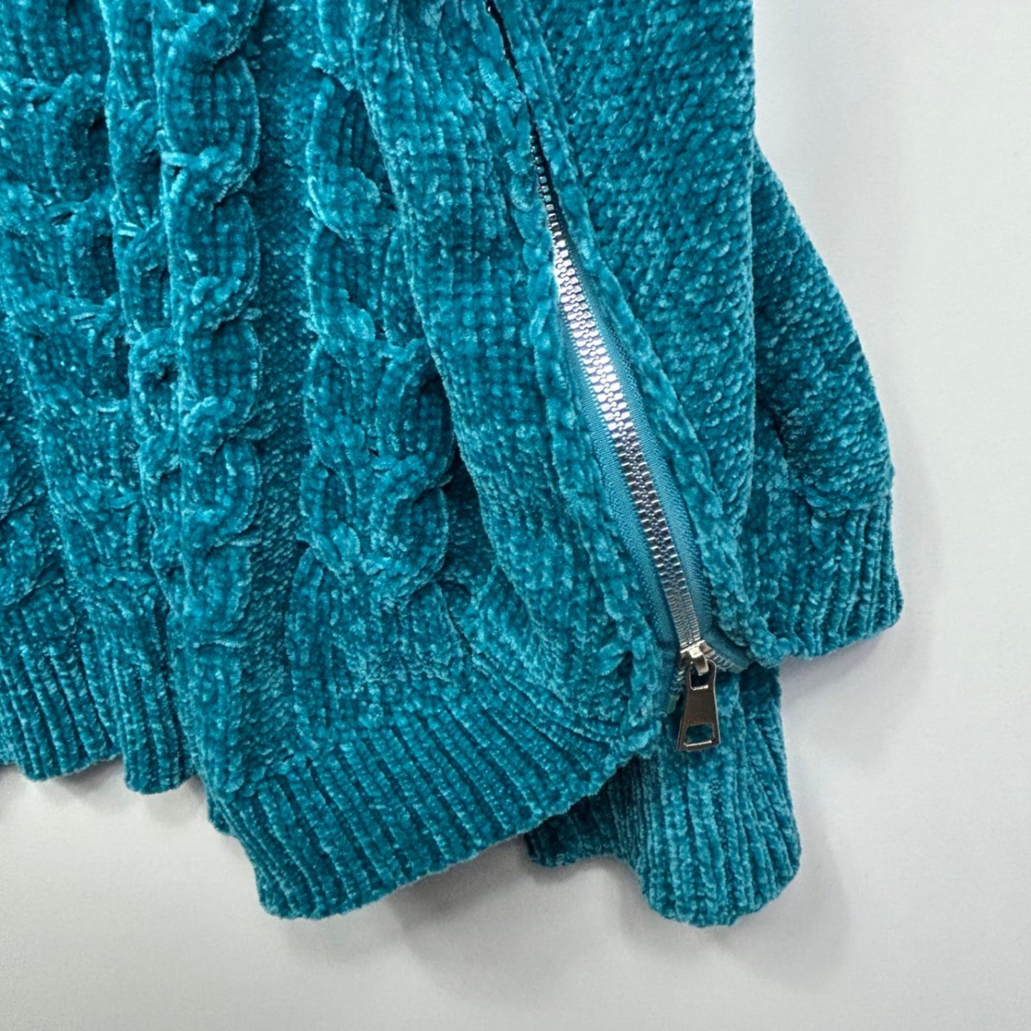 Rockmans Chenille Cable Knit Jumper Size 16 18 Teal Soft Cozy Sweater