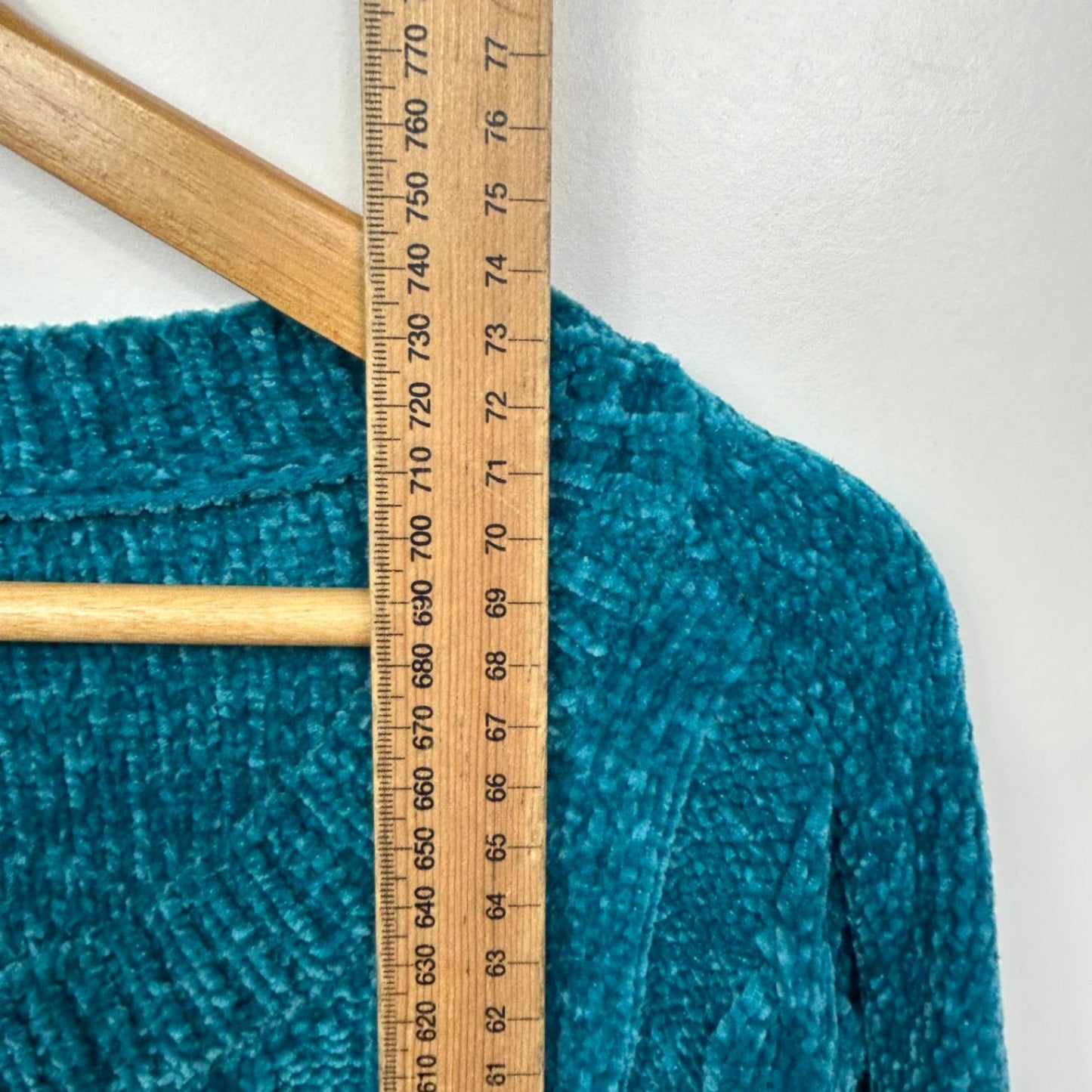 Rockmans Chenille Cable Knit Jumper Size 16 18 Teal Soft Cozy Sweater