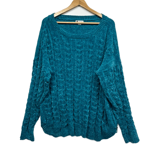 Rockmans Chenille Cable Knit Jumper Size 16 18 Teal Soft Cozy Sweater