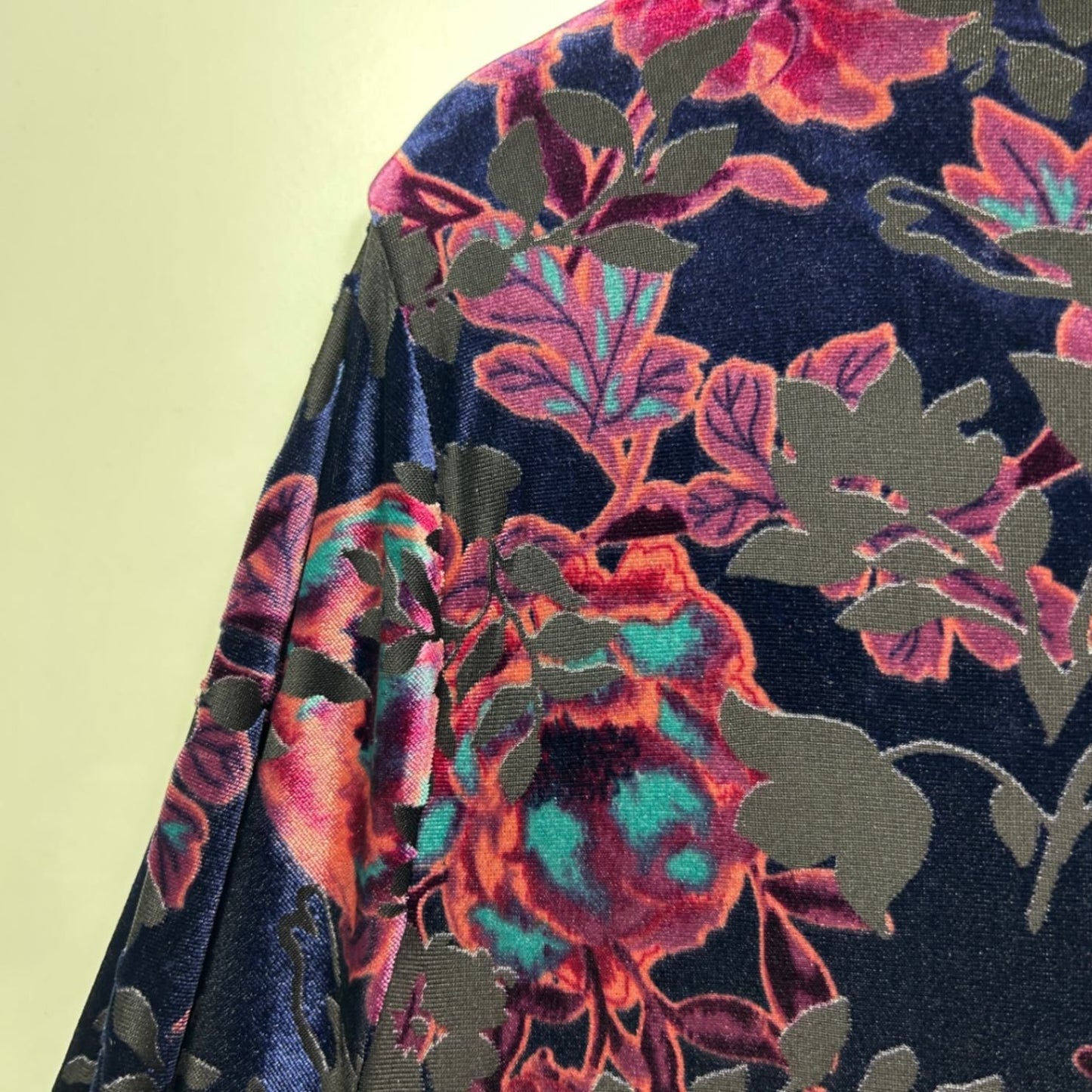 Millers Shift Velvet Dress Size 16 Multicoloured Floral 3/4 Sleeve Knee Length