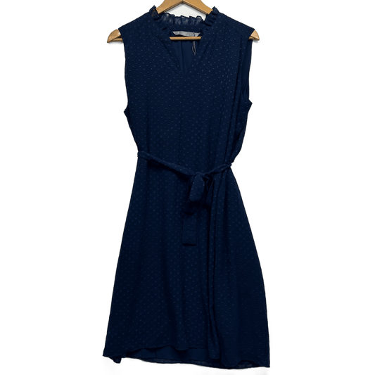 Katies Midi Sleeveless Dress Size 14 Belted Ruffle Neck