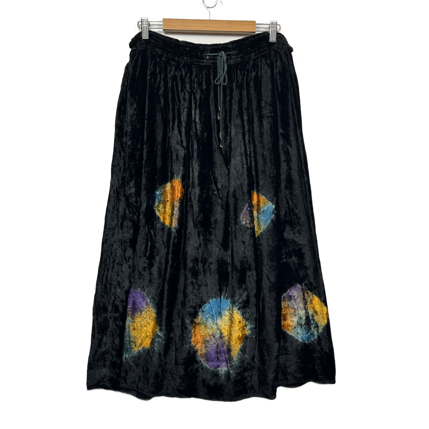 Vintage Velvet Boho Maxi Skirt Size 16 18 20 Rayon Whimsigoth Dark Romantic Y2k 90s
