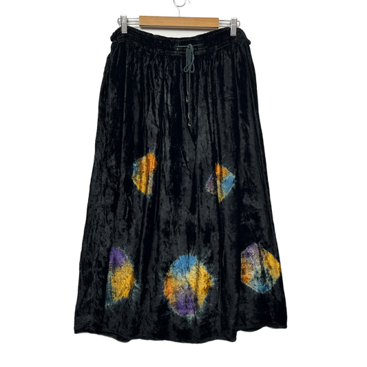 Vintage Velvet Boho Maxi Skirt Size 16 18 20 Rayon Whimsigoth Dark Romantic Y2k 90s