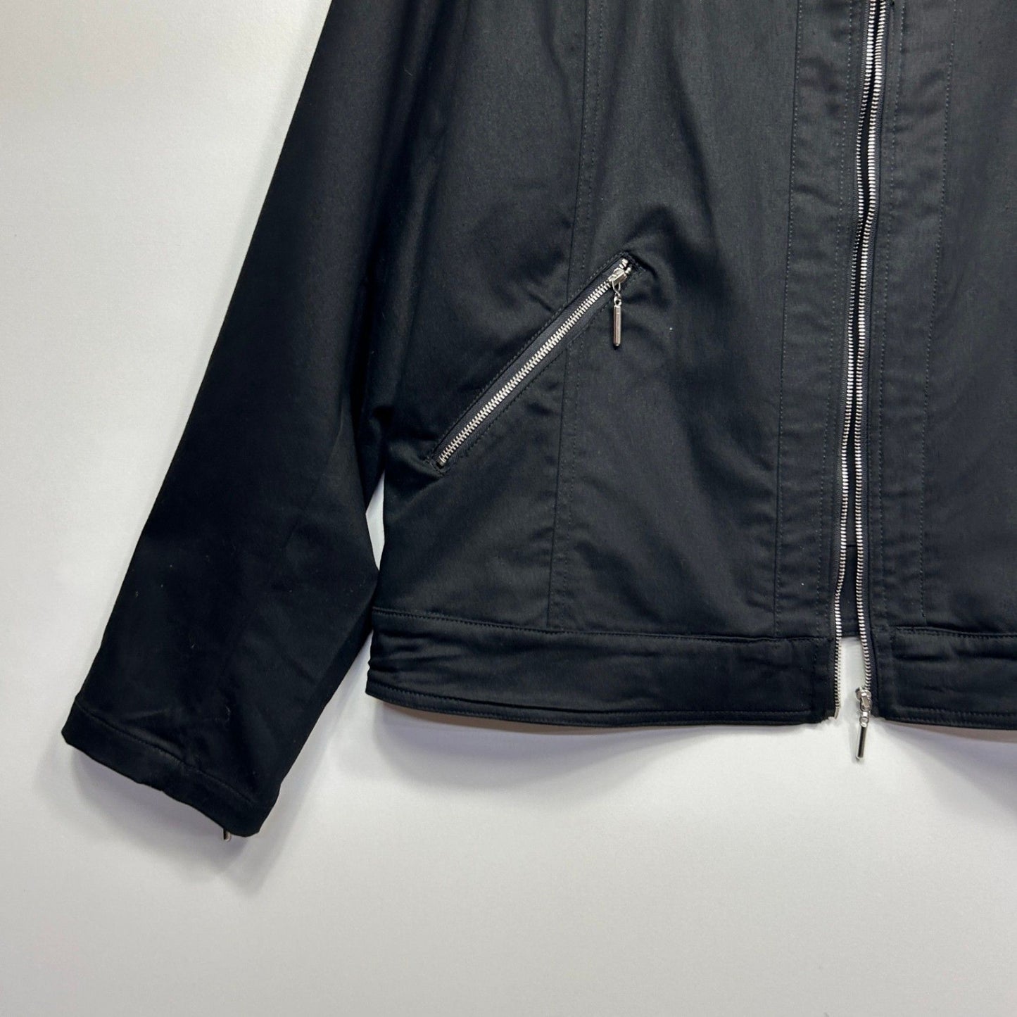 W Lane Jacket Size 16? Black Long Sleeve Full Zip up Pockets Cotton Blend