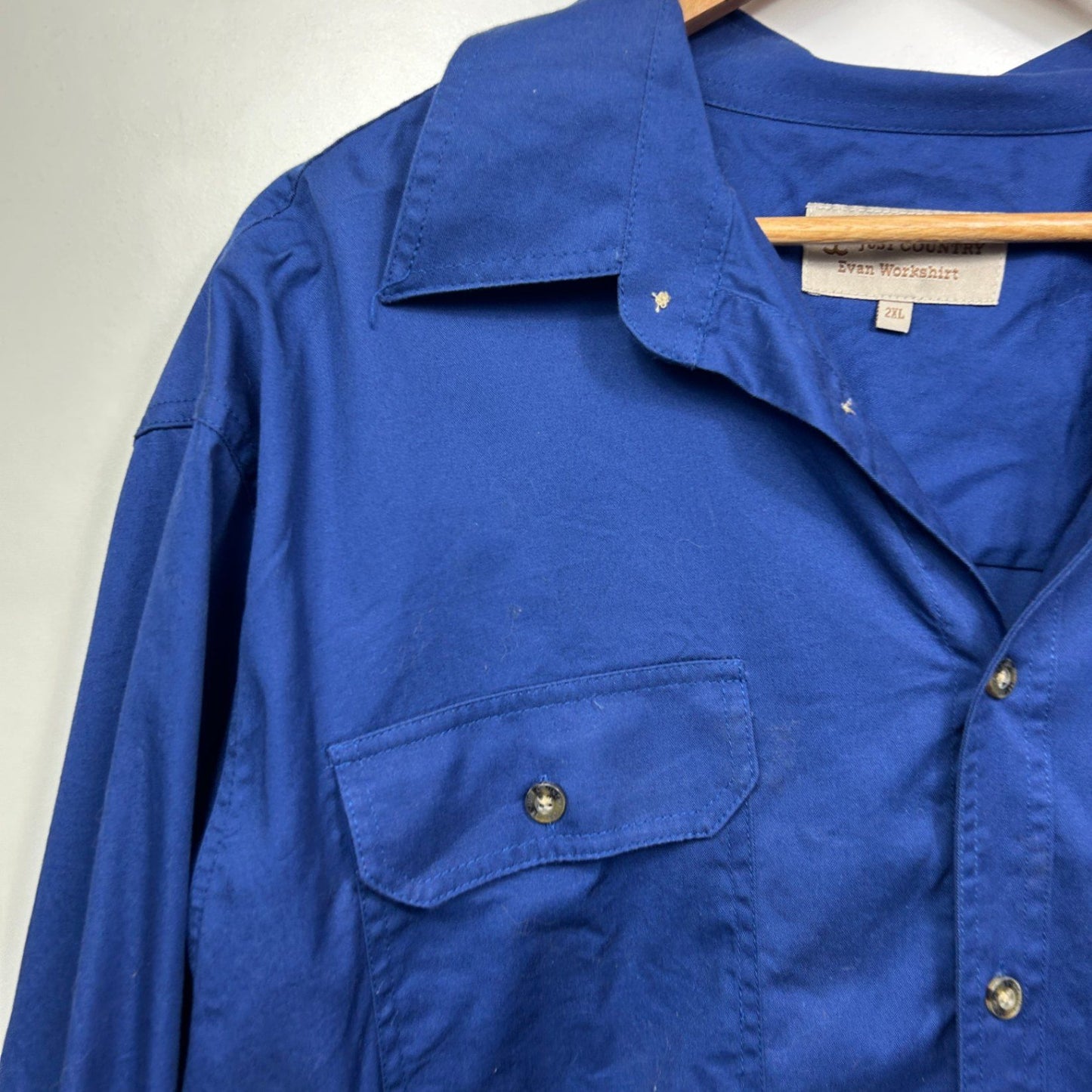 Just Country Mens Long Sleeve Workshirt Size 2XL Blue