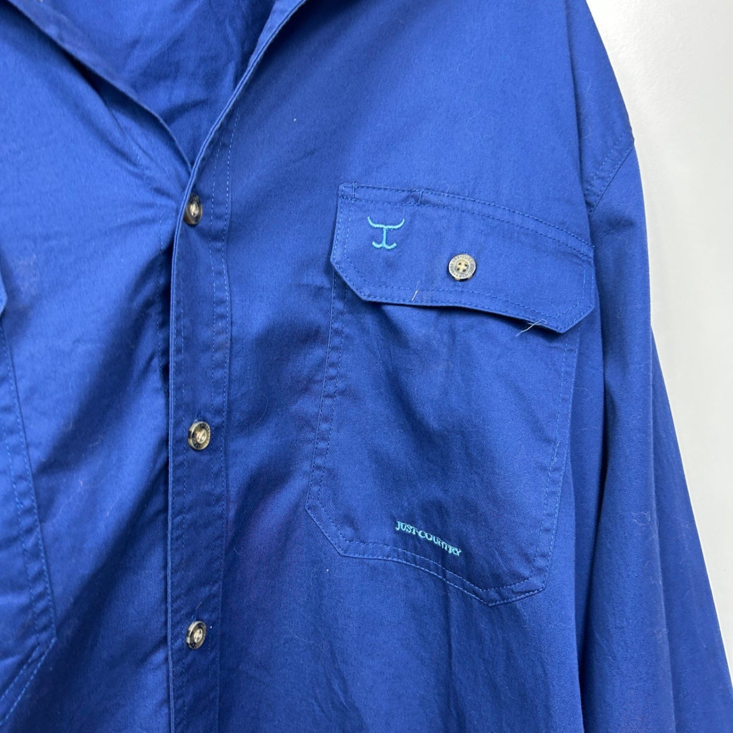 Just Country Mens Long Sleeve Workshirt Size 2XL Blue